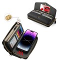 For iPhone 14 Plus MagSafe Crossbody Multi-functional Zipper Wallet Litchi Leather Phone Case(Black)