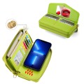 For iPhone 13 Pro MagSafe Crossbody Multi-functional Zipper Wallet Litchi Leather Phone Case(Green)