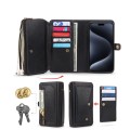 For iPhone 15 Pro Max Multi-functional Zipper Wallet Leather Phone Case(Black)