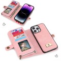 For iPhone 14 Plus Multi-functional Zipper Wallet Leather Phone Case(Pink)
