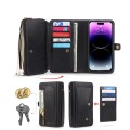 For iPhone 14 Pro Max Multi-functional Zipper Wallet Leather Phone Case(Black)