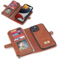For iPhone 13 Pro Max Multi-functional Zipper Wallet Leather Phone Case(Brown)