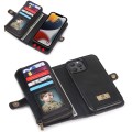 For iPhone 13 Pro Multi-functional Zipper Wallet Leather Phone Case(Black)