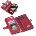 For iPhone 13 Pro Multi-functional Zipper Wallet Leather Phone Case(Red)