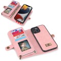 For iPhone 13 Multi-functional Zipper Wallet Leather Phone Case(Pink)