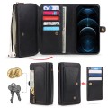 For iPhone 12 Multi-functional Zipper Wallet Leather Phone Case(Black)