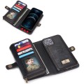 For iPhone 12 Pro Max Multi-functional Zipper Wallet Leather Phone Case(Black)