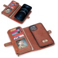 For iPhone 12 Pro Max Multi-functional Zipper Wallet Leather Phone Case(Brown)