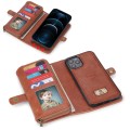 For iPhone 12 Pro Multi-functional Zipper Wallet Leather Phone Case(Brown)