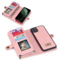 For iPhone 11 Pro Multi-functional Zipper Wallet Leather Phone Case(Pink)