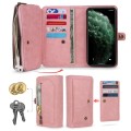 For iPhone 11 Pro Multi-functional Zipper Wallet Leather Phone Case(Pink)
