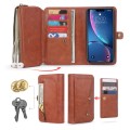 For iPhone XR Multi-functional Zipper Wallet Leather Phone Case(Brown)