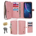 For iPhone XR Multi-functional Zipper Wallet Leather Phone Case(Pink)