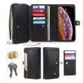 For iPhone X / XS Multi-functional Zipper Wallet Leather Phone Case(Black)