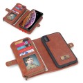 For iPhone X / XS Multi-functional Zipper Wallet Leather Phone Case(Brown)