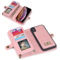 For iPhone X / XS Multi-functional Zipper Wallet Leather Phone Case(Pink)
