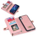 For iPhone XS Max Multi-functional Zipper Wallet Leather Phone Case(Pink)