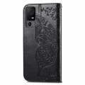 For TCL 40 XL Butterfly Love Flower Embossed Leather Phone Case(Black)