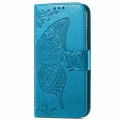 For TCL 40 XL Butterfly Love Flower Embossed Leather Phone Case(Blue)