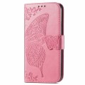 For TCL 40 XL Butterfly Love Flower Embossed Leather Phone Case(Pink)