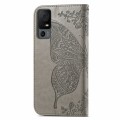 For TCL 40 XL Butterfly Love Flower Embossed Leather Phone Case(Gray)