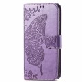 For TCL 40 XL Butterfly Love Flower Embossed Leather Phone Case(Light Purple)