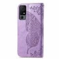 For TCL 40 XL Butterfly Love Flower Embossed Leather Phone Case(Light Purple)