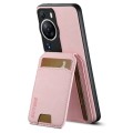 For Huawei P60 Pro Suteni H02 Litchi Leather Card Wallet Stand Back Phone Case(Pink)