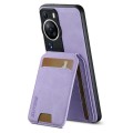 For Huawei P60 Pro Suteni H02 Litchi Leather Card Wallet Stand Back Phone Case(Purple)