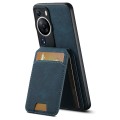 For Huawei P60 Suteni H02 Litchi Leather Card Wallet Stand Back Phone Case(Blue)