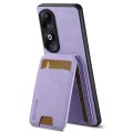 For  Honor 90 Pro Suteni H02 Litchi Leather Card Wallet Stand Back Phone Case(Purple)