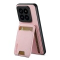 For Xiaomi 14 Pro Suteni H02 Litchi Leather Card Wallet Stand Back Phone Case(Pink)