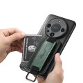 For Huawei Mate 60 Suteni H13 Card Wallet Wrist Strap Holder PU Phone Case(Black)