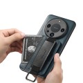 For Huawei Mate 60 Suteni H13 Card Wallet Wrist Strap Holder PU Phone Case(Blue)
