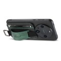 For Huawei Mate 50 Suteni H13 Card Wallet Wrist Strap Holder PU Phone Case(Black)