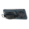 For Huawei Mate 30 Pro Suteni H13 Card Wallet Wrist Strap Holder PU Phone Case(Blue)