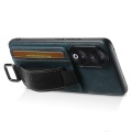 For Honor 90 Suteni H13 Card Wallet Wrist Strap Holder PU Phone Case(Blue)