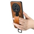 For Honor Magic6 Suteni H13 Card Wallet Wrist Strap Holder PU Phone Case(Brown)