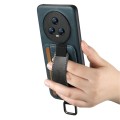 For Honor Magic6 Suteni H13 Card Wallet Wrist Strap Holder PU Phone Case(Blue)