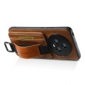 For Honor Magic5 Suteni H13 Card Wallet Wrist Strap Holder PU Phone Case(Brown)