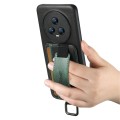 For Honor Magic5 Pro Suteni H13 Card Wallet Wrist Strap Holder PU Phone Case(Black)