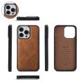 For iPhone 15 Pro Max Crossbody Multi-functional Zipper Wallet Leather Phone Case(Brown)