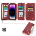 For iPhone 14 Plus Crossbody Multi-functional Zipper Wallet Leather Phone Case(Red)