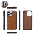 For iPhone 14 Pro Crossbody Multi-functional Zipper Wallet Leather Phone Case(Brown)