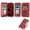 For iPhone 13 Pro Max Crossbody Multi-functional Zipper Wallet Leather Phone Case(Red)