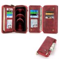 For iPhone 12   Pro Crossbody Multi-functional Zipper Wallet Leather Phone Case(Red)