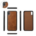For iPhone XS Max Crossbody Multi-functional Zipper Wallet Leather Phone Case(Brown)