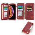 For iPhone XS Crossbody Multi-functional Zipper Wallet Leather Phone Case(Red)