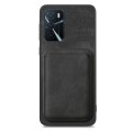 For OPPO Reno9 Pro+ 5G Retro Leather Card Bag Magnetic Phone Case(Black)