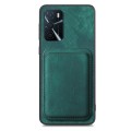 For OPPO A57 4G Retro Leather Card Bag Magnetic Phone Case(Green)